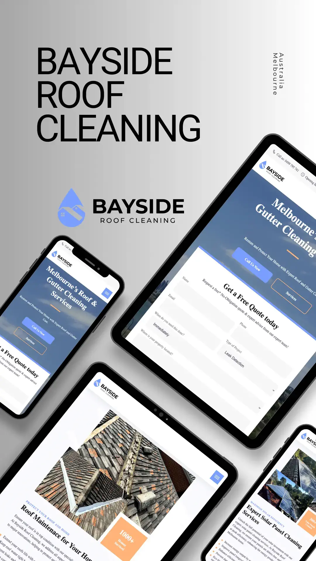 Web Design Portfolio for Bayside Roof Cleaning custom website